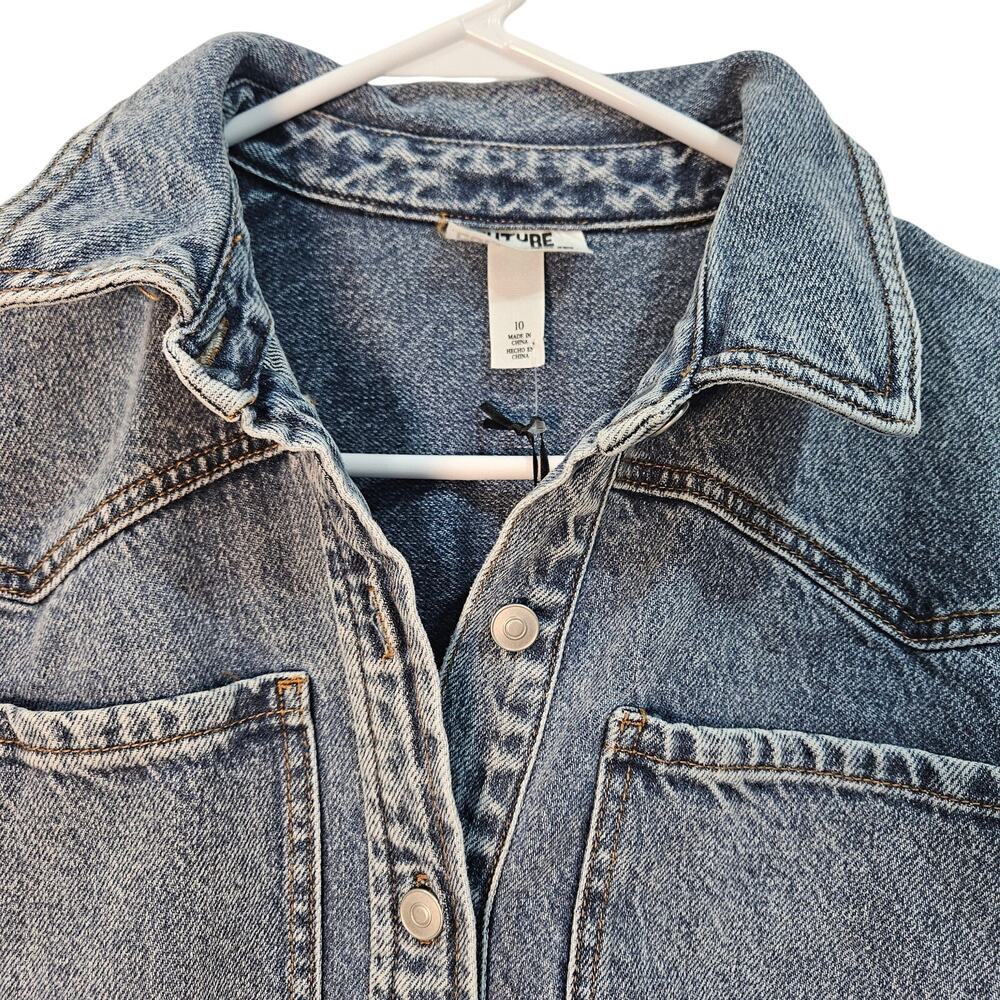 Future Collectibe Stylish Blue Denim Midi Dress - Picture 8 of 9